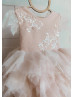 Lace Tulle Ruffled Sheer Back Flower Girl Dress